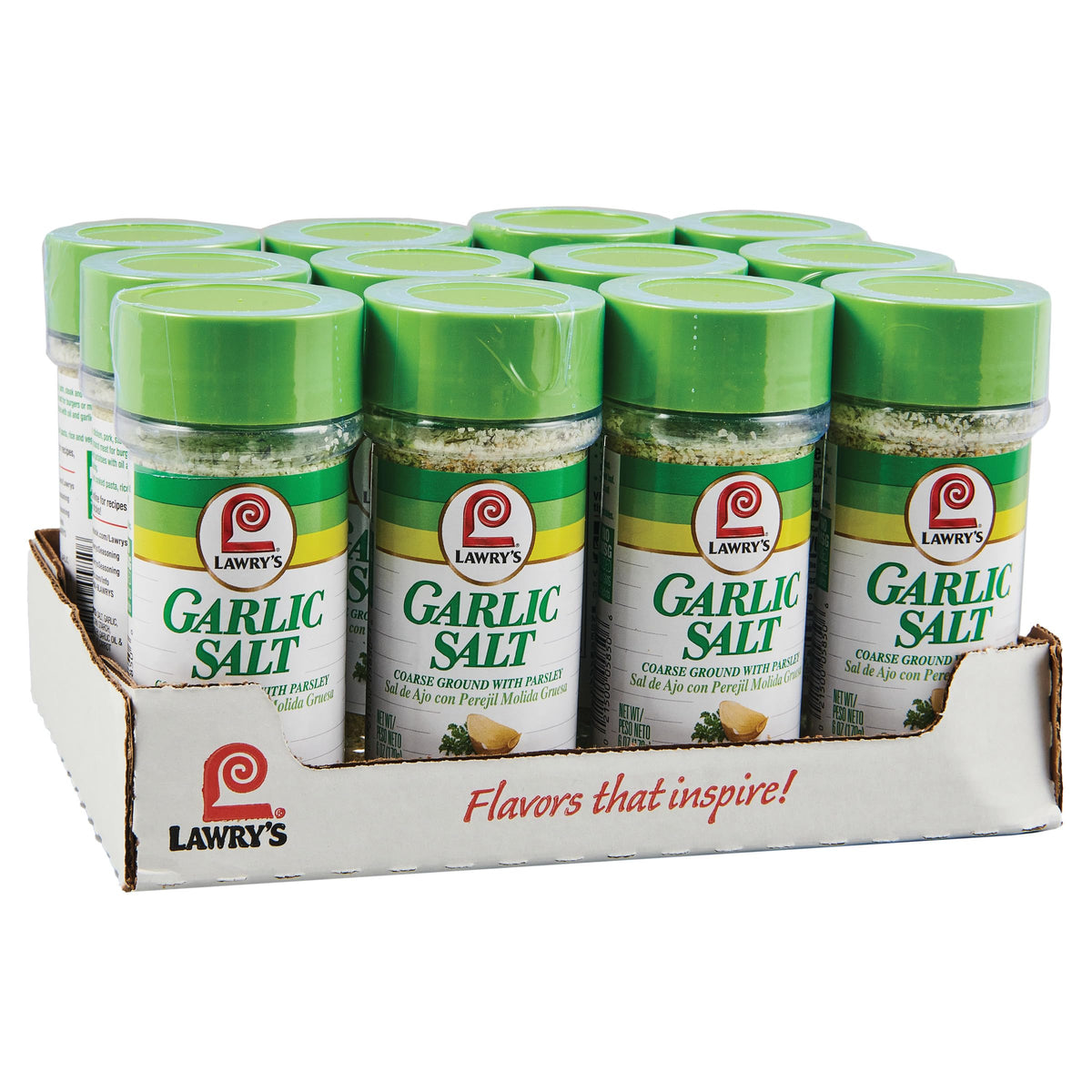 Lawry's garlic salt bottle with parsley label for rich seasoning