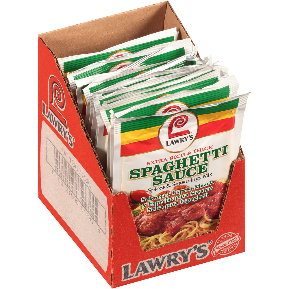 Lawry's Extra Rich & Thick sauce mix box front for quick weeknight pasta.