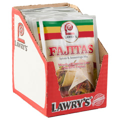 Lawry’s Fajitas Spice Mix 12-pack front label, quick weeknight meal option.