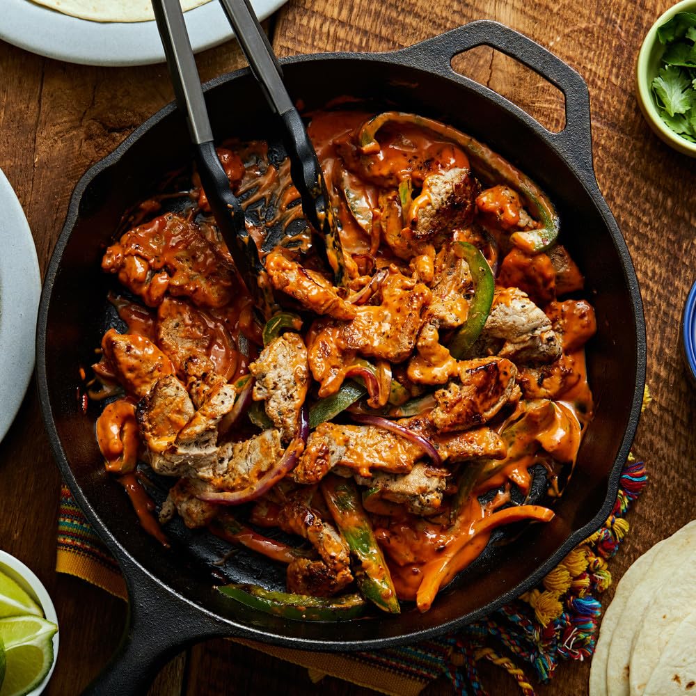 Serving dish with Lawry’s fajitas spice mix ready for dinner.