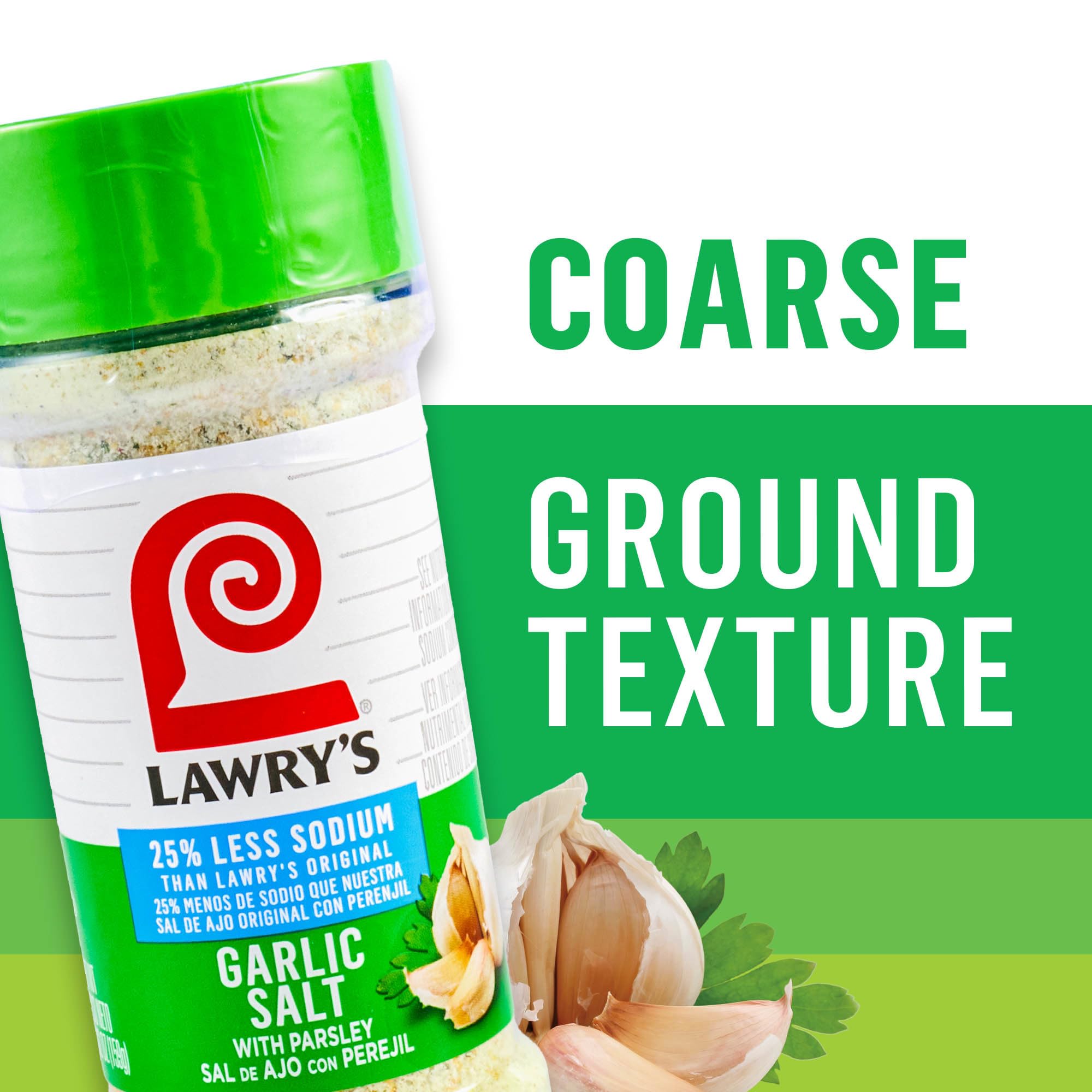 Lawry's garlic salt bottle beside hamburgers and meatloaf for savory crust