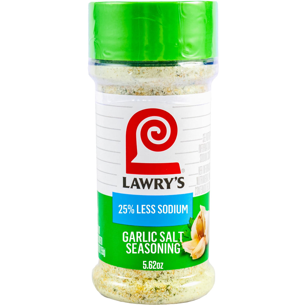 Lawry's garlic salt with parsley bottle being poured onto chicken for flavor boost