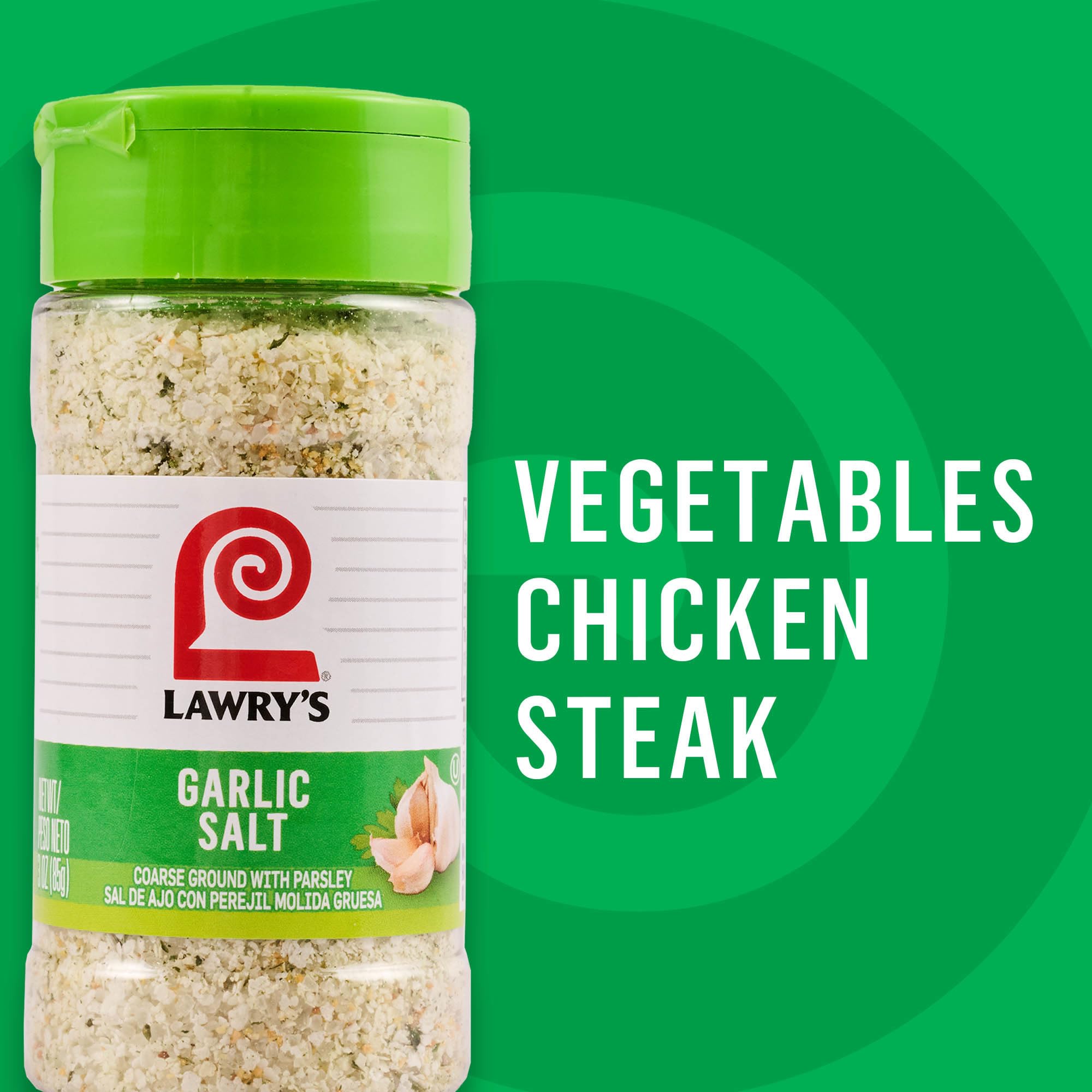 Rice tossed with Lawry's Garlic Salt for enhanced aroma.