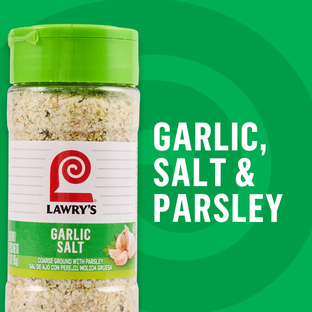 Lawry's Garlic Salt on steak for flavorful crust.