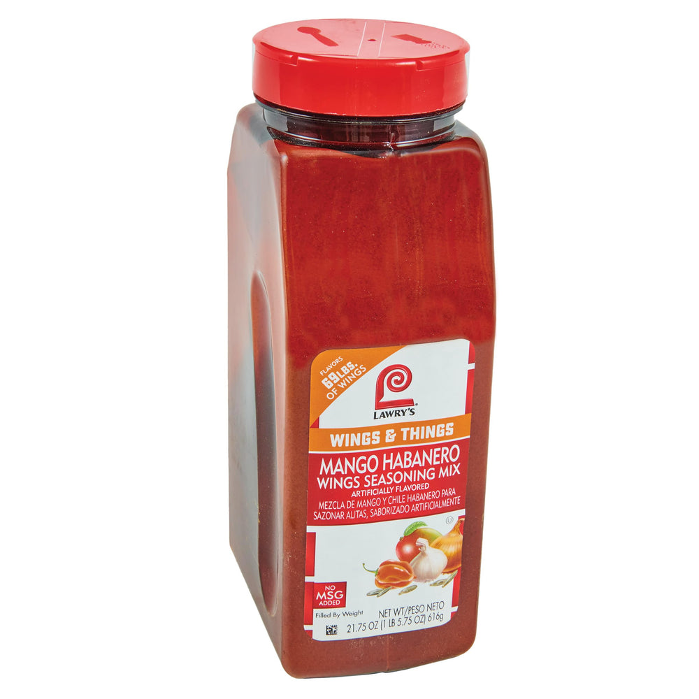 Lawry's Mango Habanero Wings Seasoning dry rub for wings boosts bold flavor.