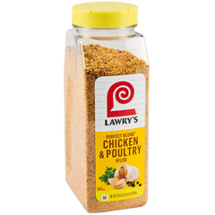 Lawry's Perfect Blend Chicken & Poultry Rub bottle front ready for chicken flavor enhancement