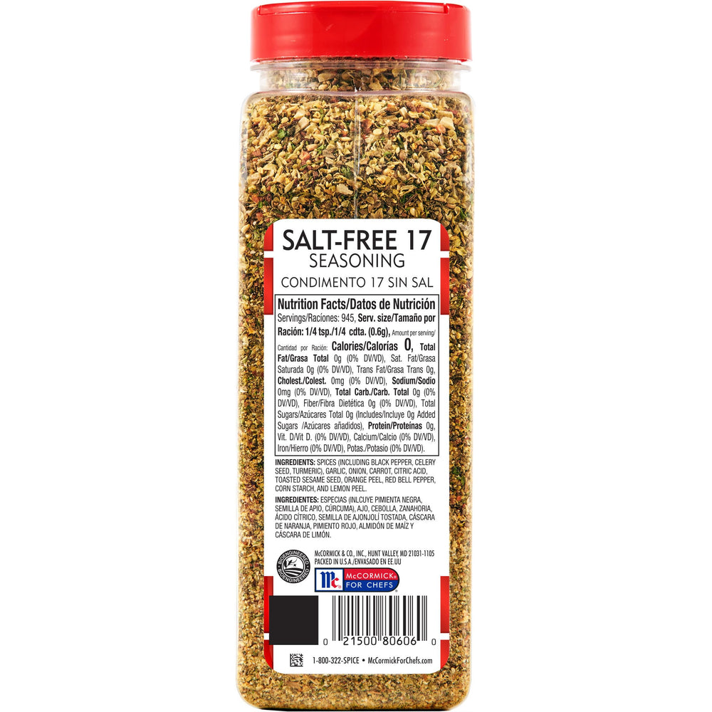Lawry's Salt-Free 17 Seasoning label highlights 17 premium ingredients