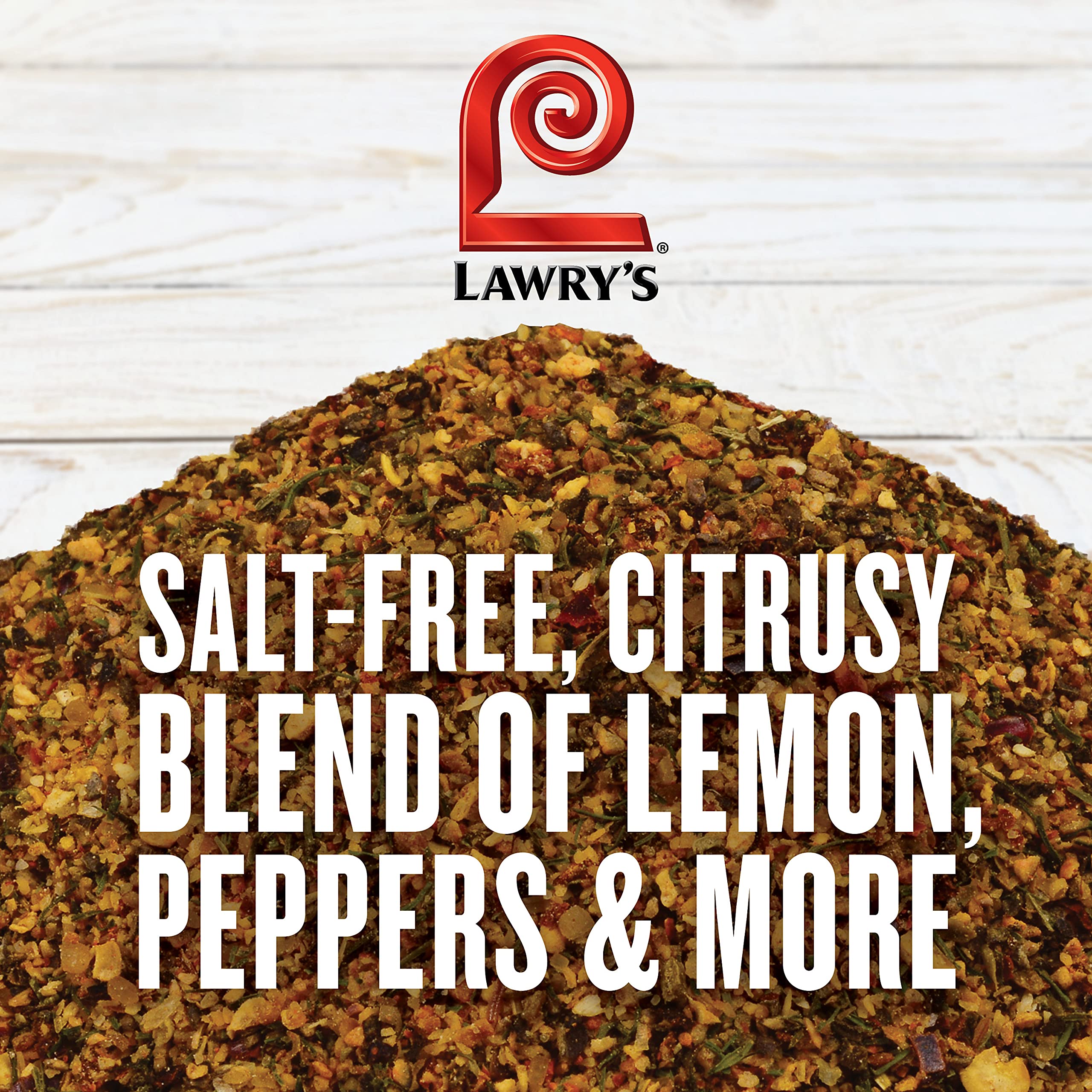 Seafood plated with Lawry's Salt Free Lemon & Pepper for citrus lift.
