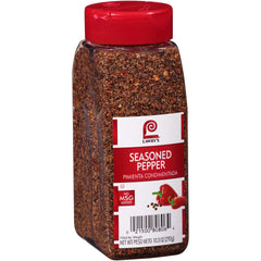 Lawry's Seasoned Pepper bottle pour for restaurant-quality flavor on dishes