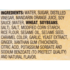 Lawry's Sesame Ginger ingredients label highlights mandarin juice and sesame.