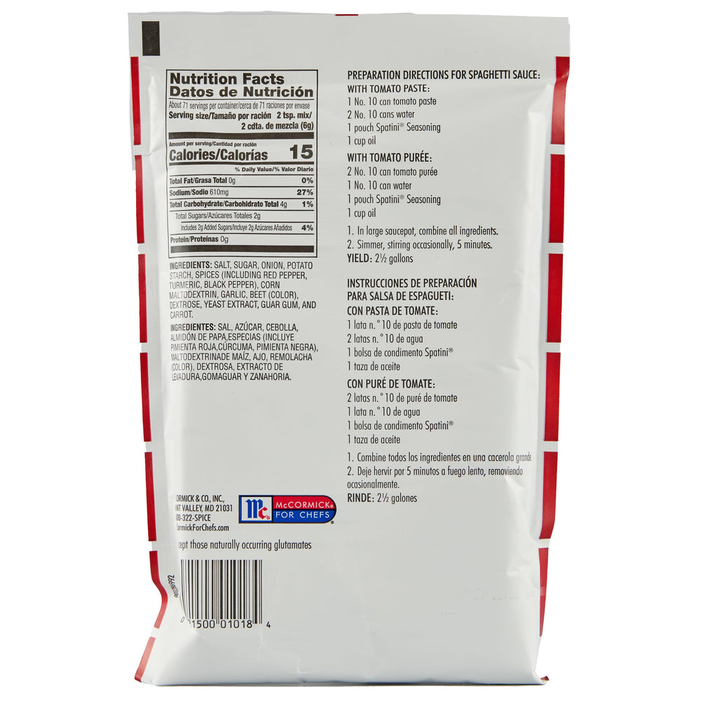 Lawry's Spatini spice blend ingredients featuring black pepper, garlic and turmeric