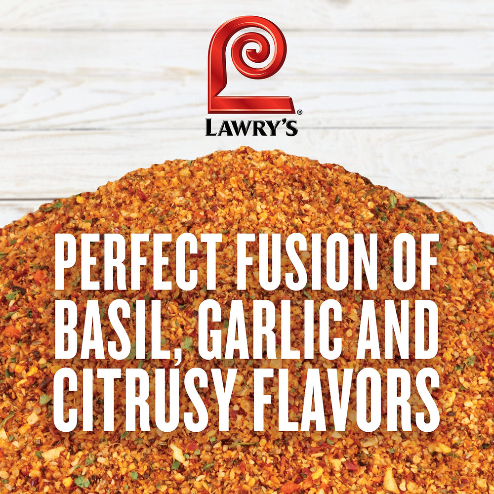 Lawry's Sweet Basil Citrus Garlic Rub crusts meat for oven or grill.
