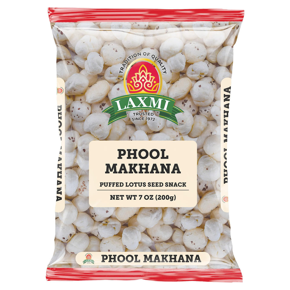 Laxmi Ful Phool Makhana packaging in 200 g pack for convenient fasting snacking