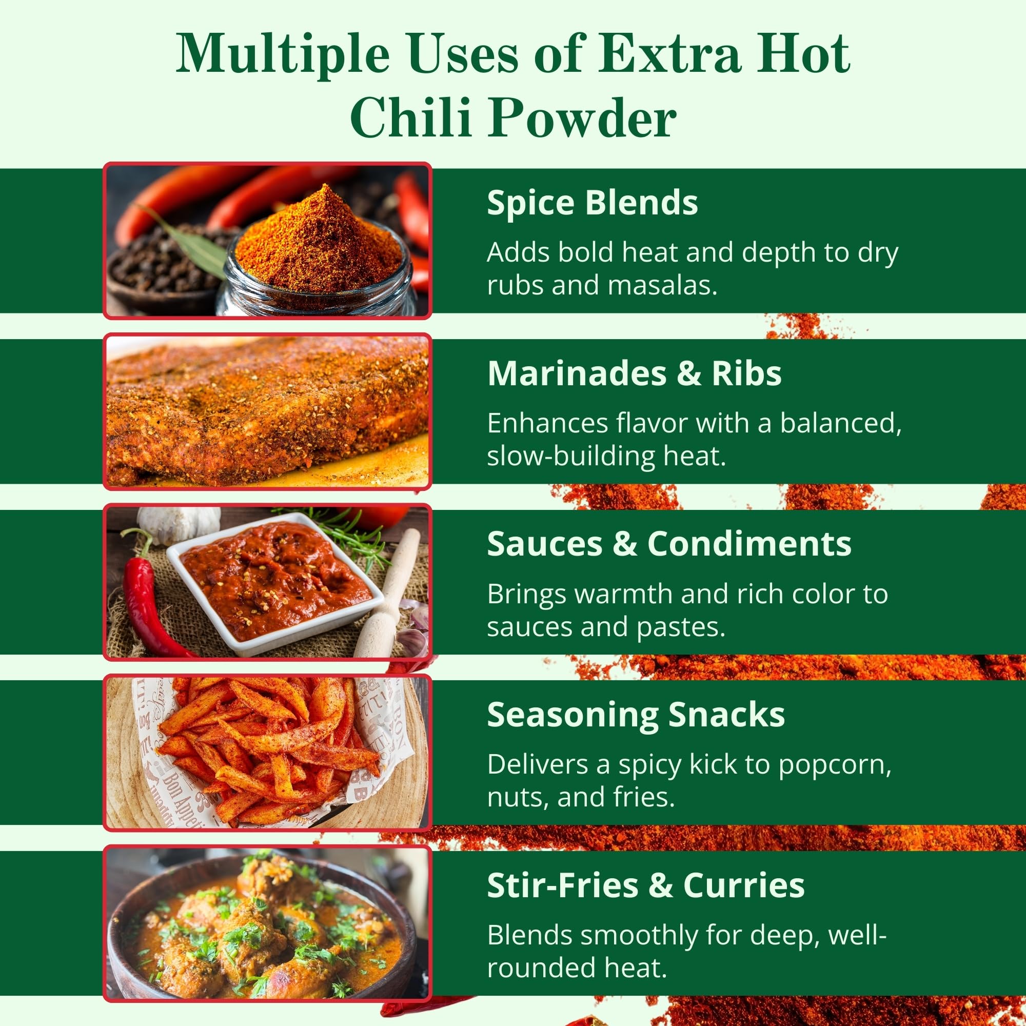 Pouring LAXMI Kashmiri Xtra Hot Chili Powder adds vibrant color to curries