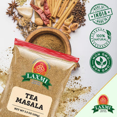 LAXMI Natural Tea Masala chai brew steaming cup enriched flavor.