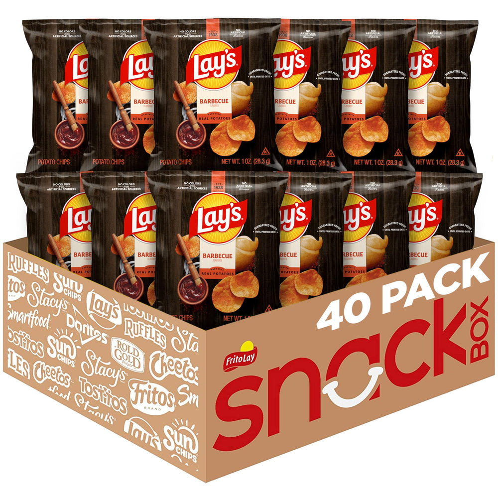 Lay's Barbecue Chips bag front 40-pack highlighting easy party snack