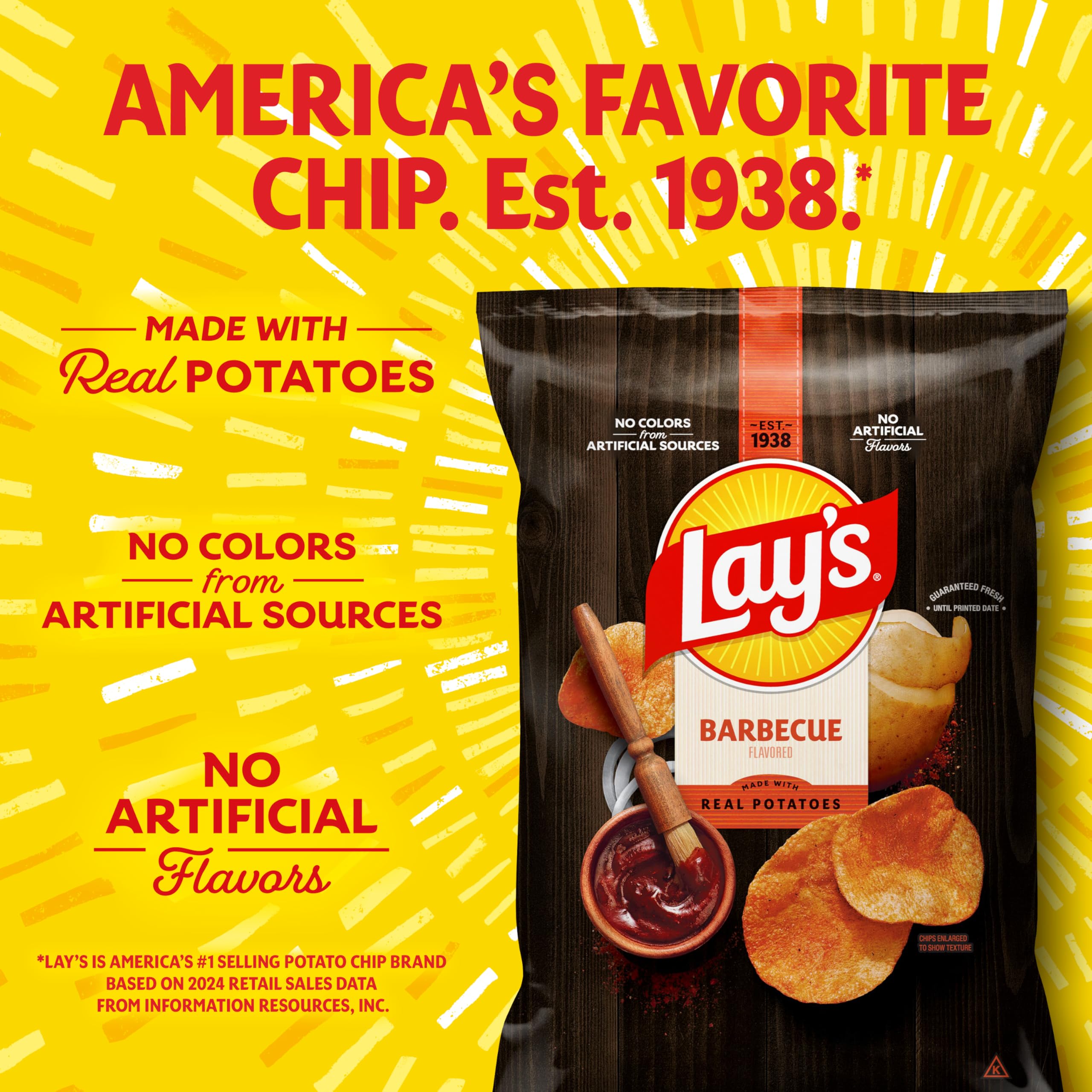 Lay's Barbecue chips on a lunchbox setup for an on-the-go crunch.