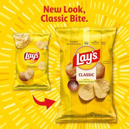 Lay's Classic ingredients label close-up, three simple ingredients for straightforward snacking