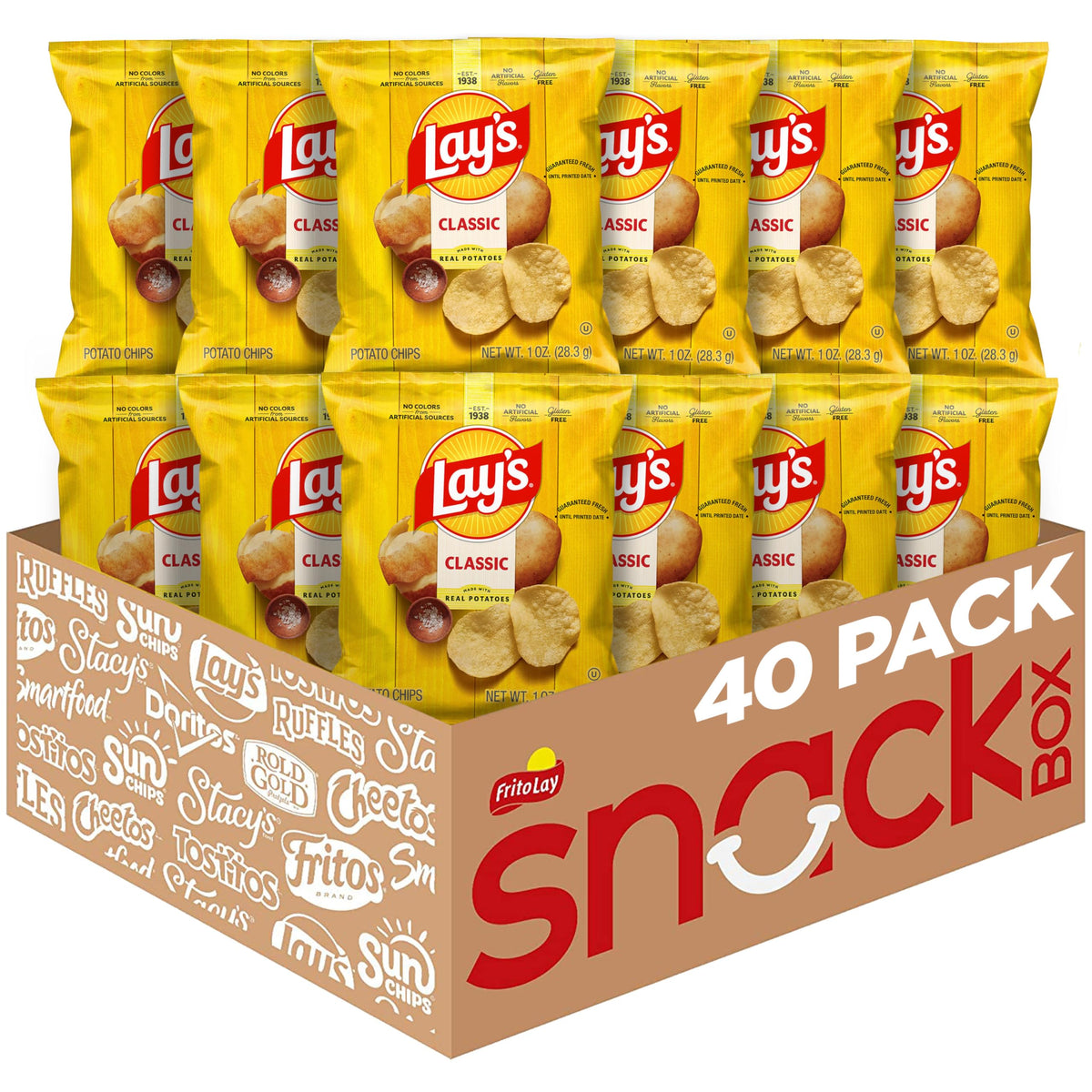Lay's Classic potato chips in a 40-pack, convenient for sharing.