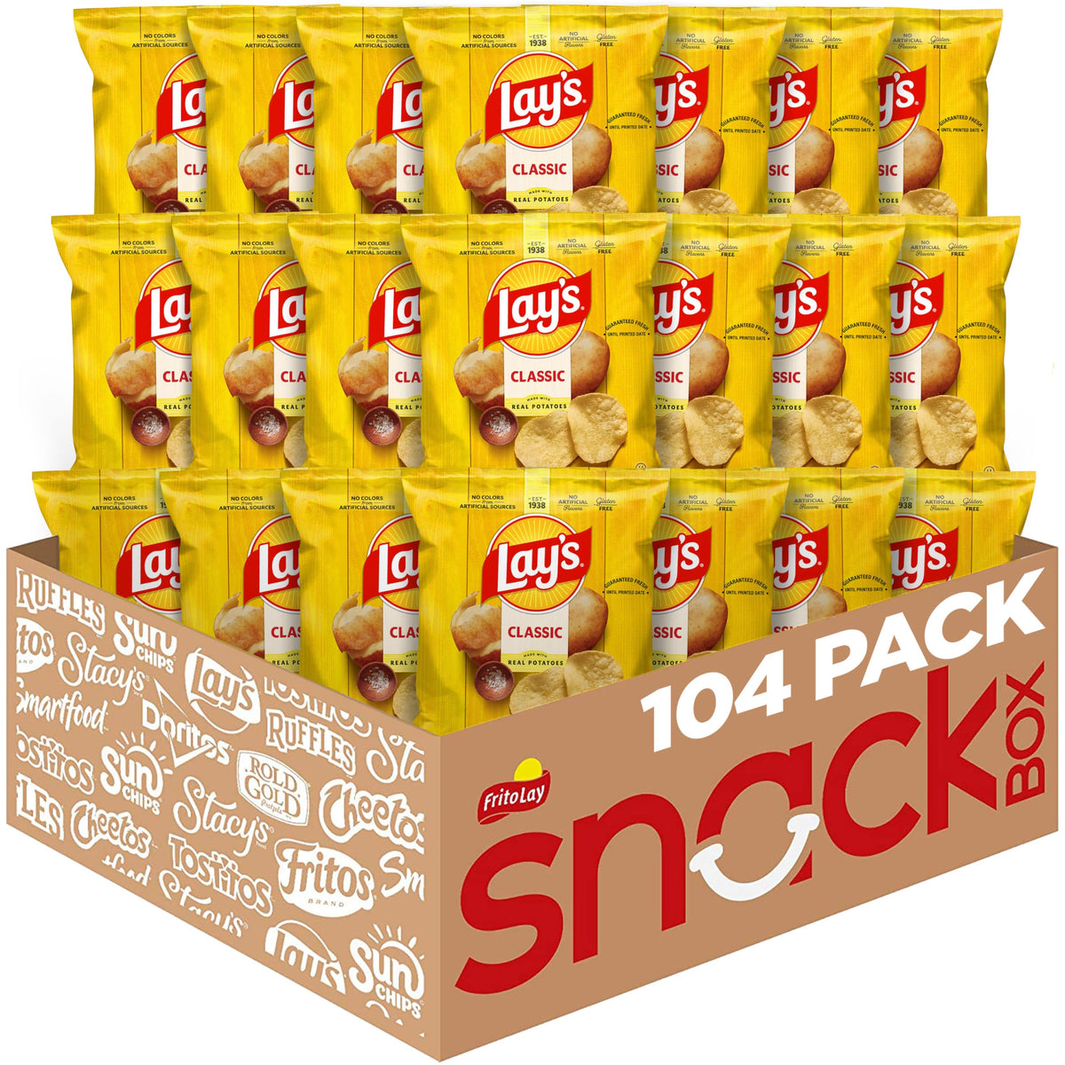 Lay's Classic potato chips pack front for family snacking