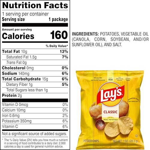 Lay's Classic snack packs arranged for lunchbox or on-the-go.