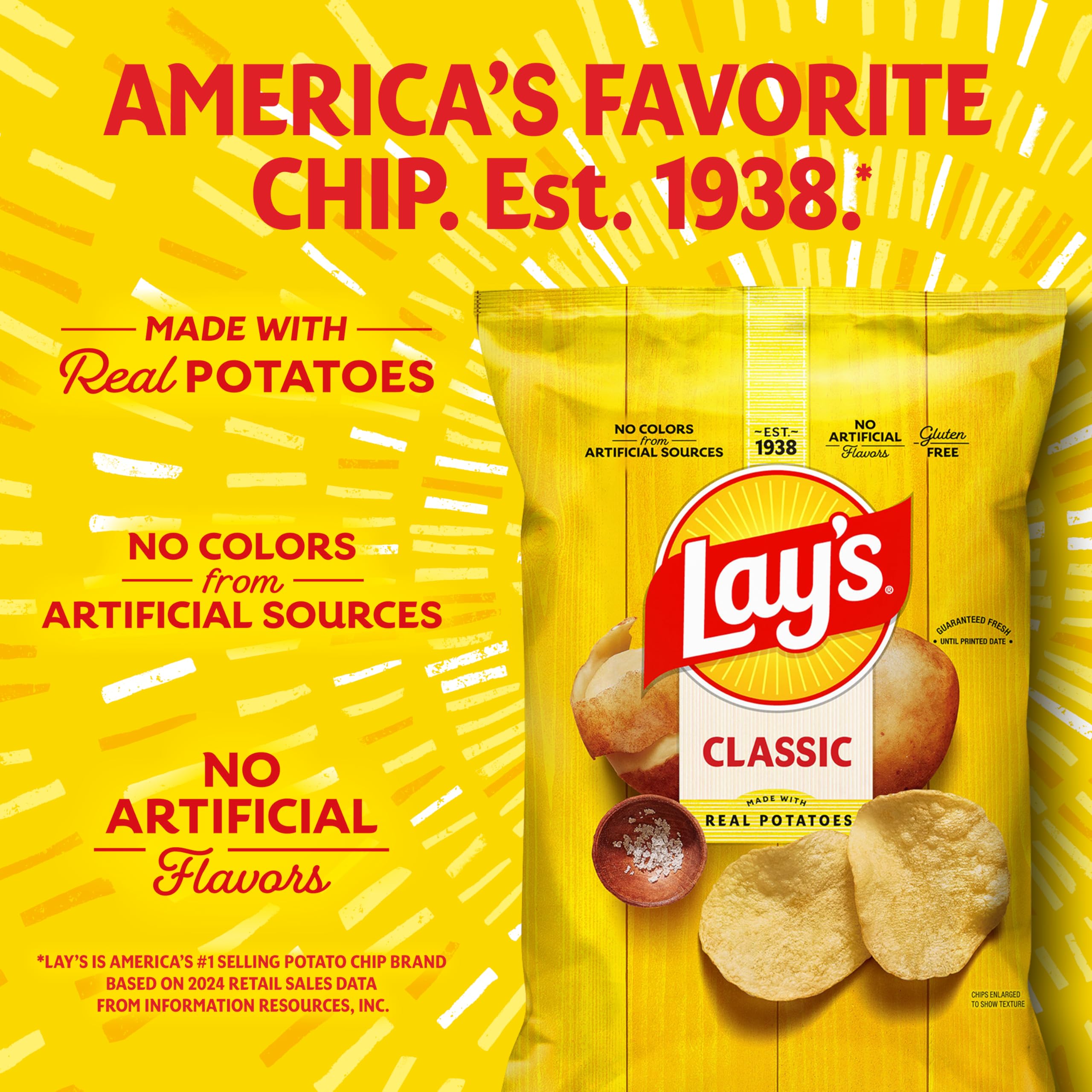Lay's Classic chips presented in a party-ready snack setup.