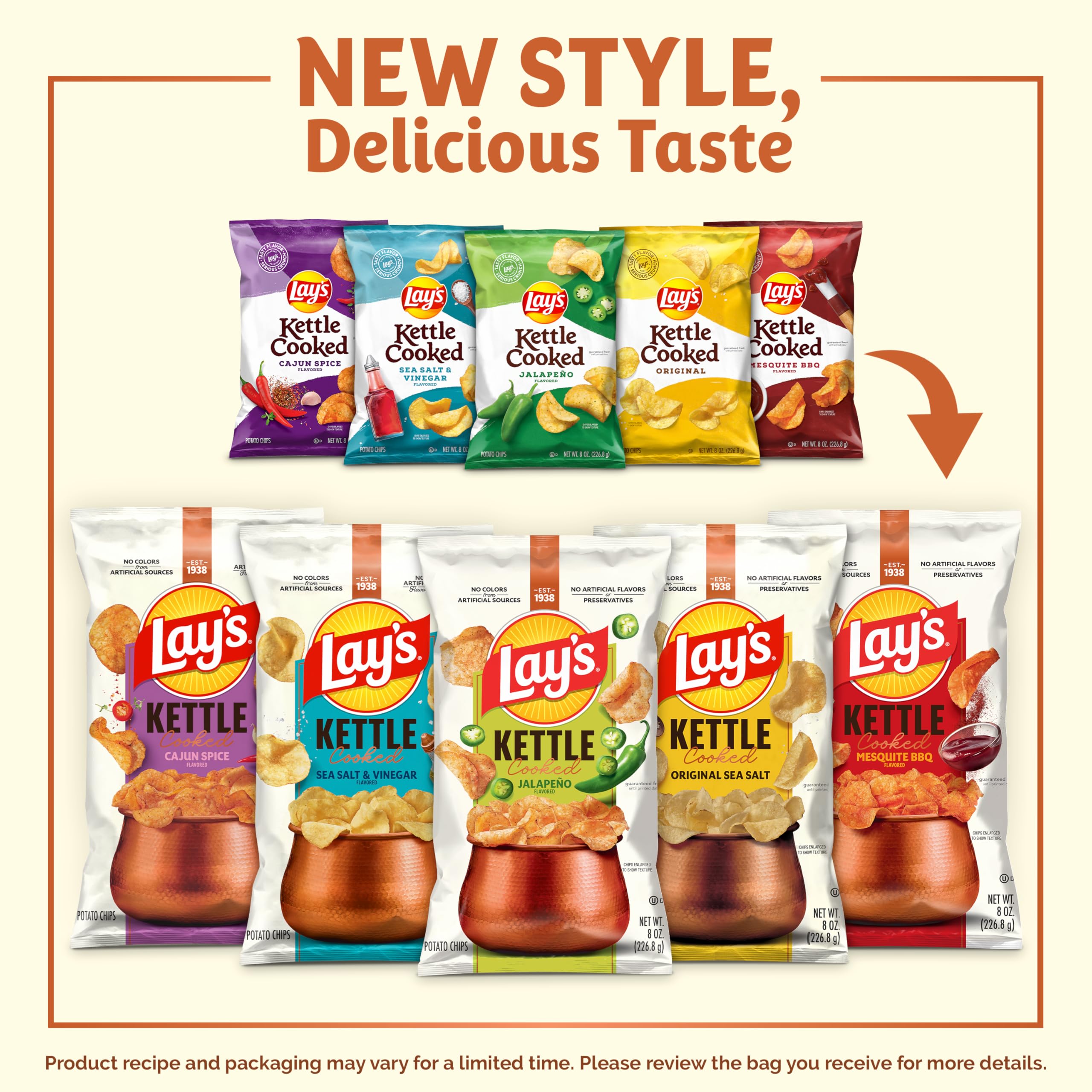 Front view of Lay's Kettle Cooked Jalapeño Cheddar bag for gatherings.