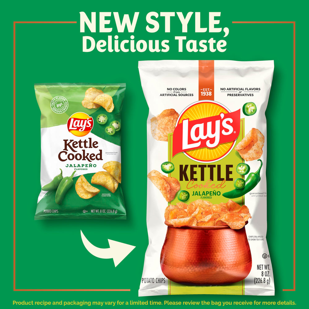 Lay's kettle cooked jalapeño chips served in a bowl for game night