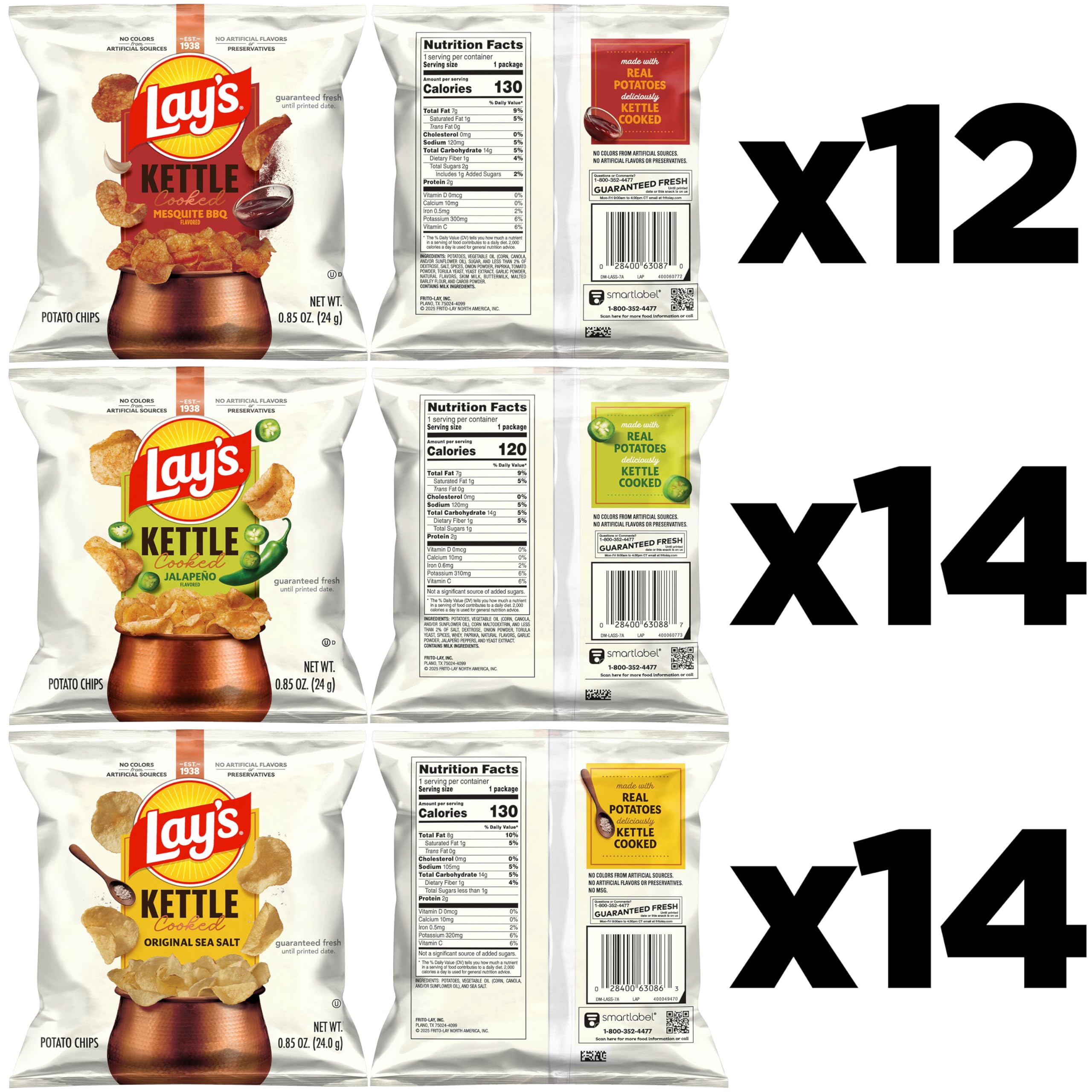 Lay's Mesquite BBQ Kettle Cooked chips bag with smoky, tangy profile.