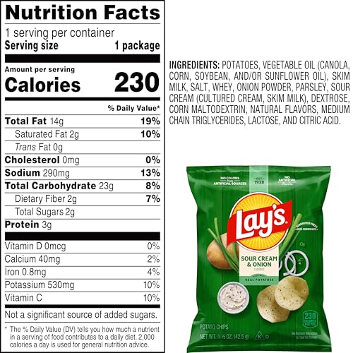 Lay's Sour Cream & Onion packaging shot, perfect for family snacks.