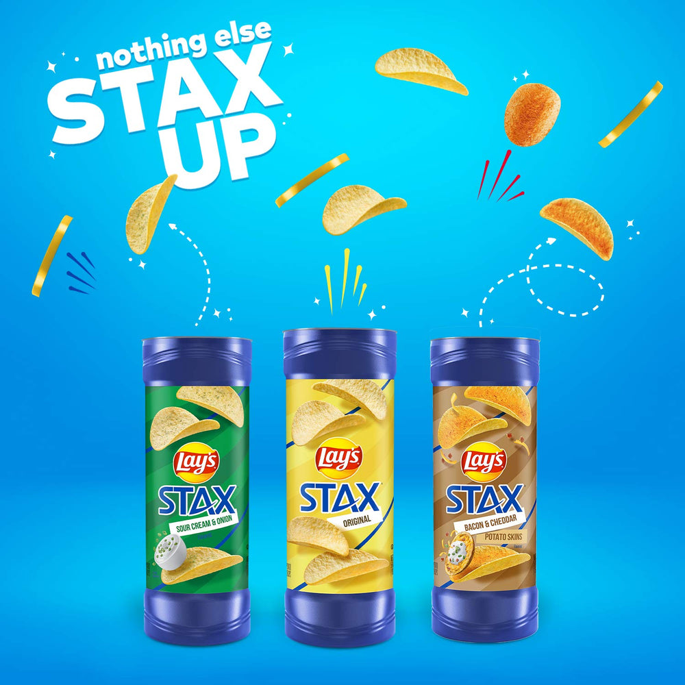 Lay’s Stax Mesquite BBQ chips with smoky flavor and easy reseal for gatherings.