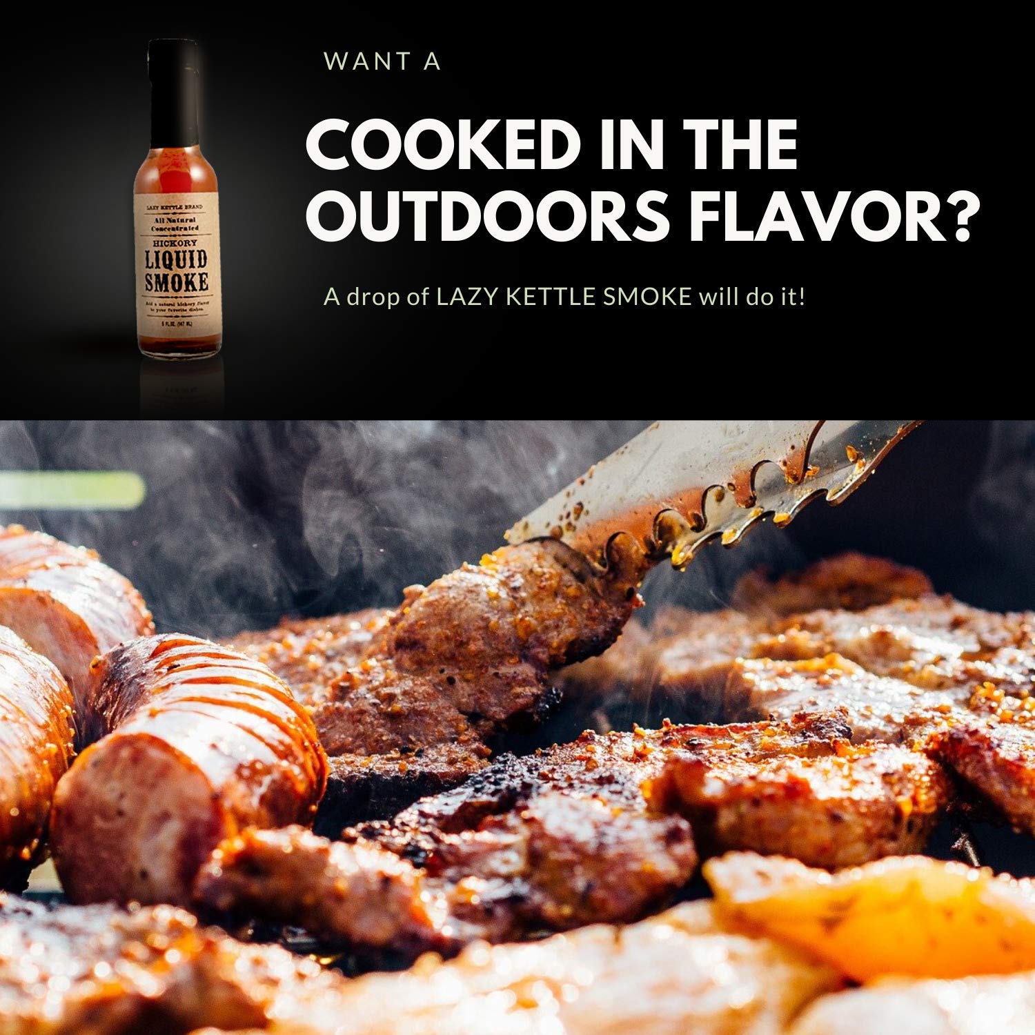 Lazy Kettle Liquid Smoke beef jerky flavor boosts aroma and richness.