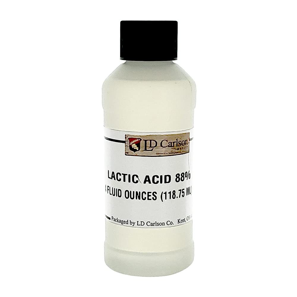LD Carlson Lactic Acid 88% solution label shows brewing concentration.