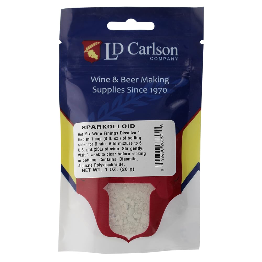 LD Carlson Sparkolloid powder ready for wine clarification experiments.