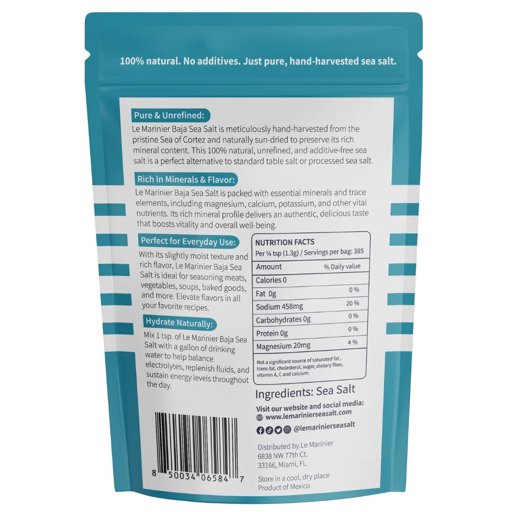 Le Marinier Baja Mineral Sea Salt crystal close-up highlights natural mineral richness.