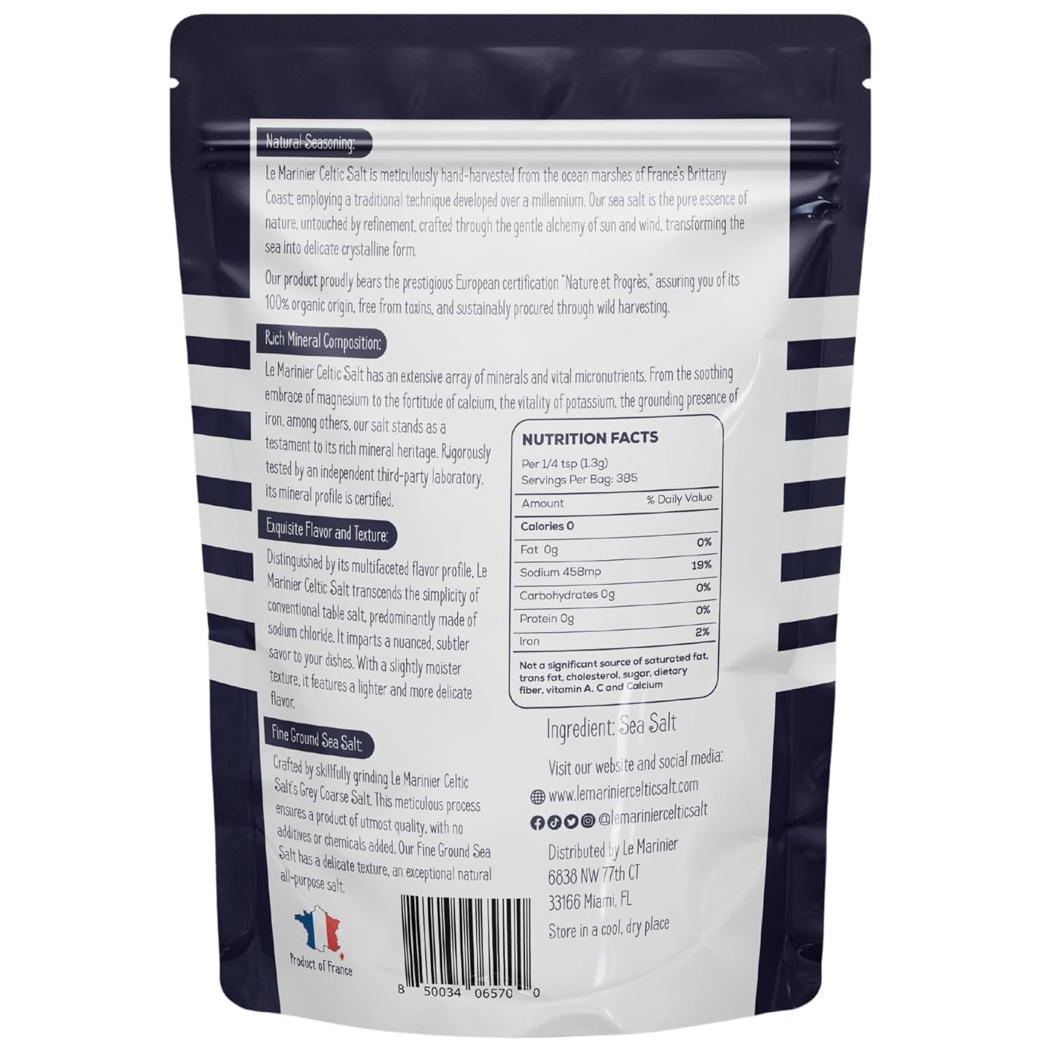 Le Marinier Celtic Salt crystal close-up highlights natural texture and moisture.