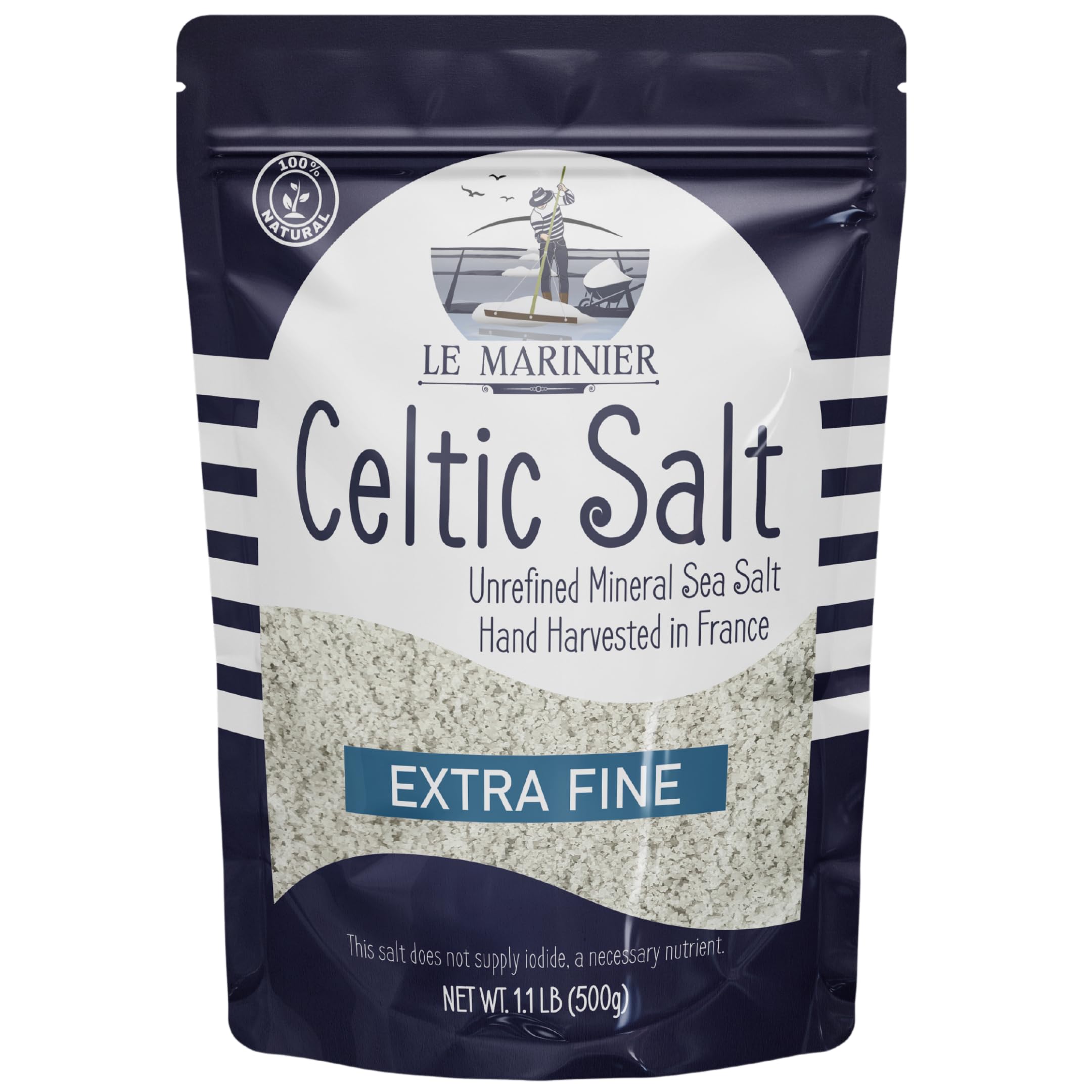 LE MARINIER Celtic Salt Extra Fine bottle pour enhances delicate dishes with mineral-rich flavor