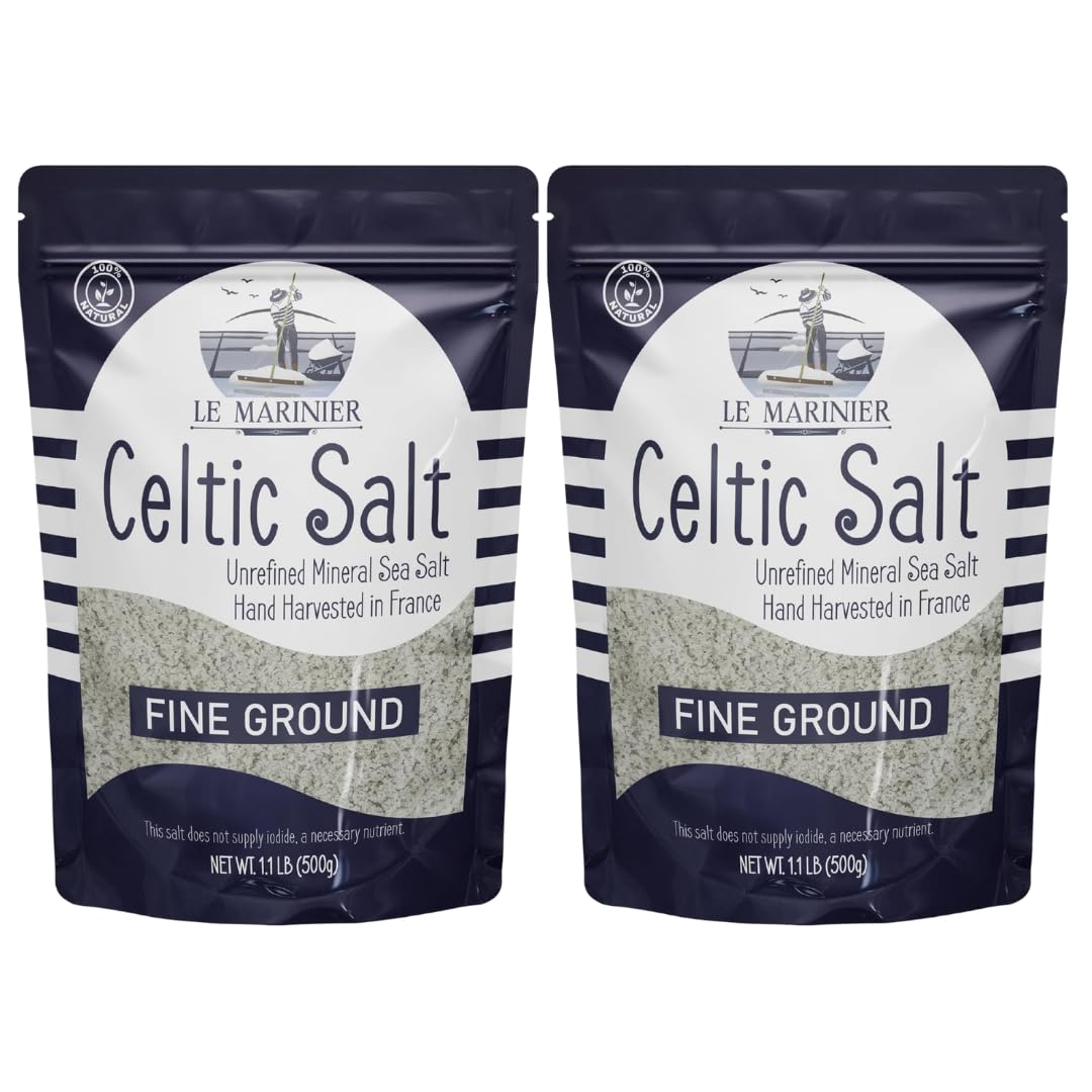 Le Marinier Celtic Salt fine-ground two-pack ready for finishing dishes