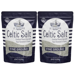 Le Marinier Celtic Salt fine-ground two-pack ready for finishing dishes