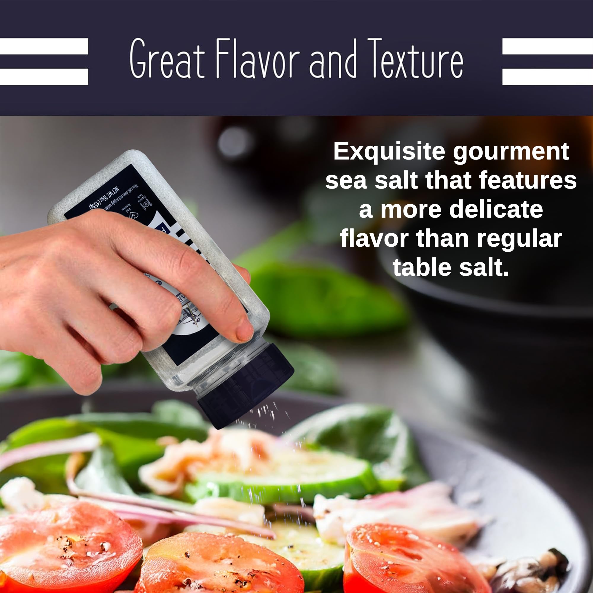 Fine texture close-up highlights delicate crystals ideal for finishing dishes.
