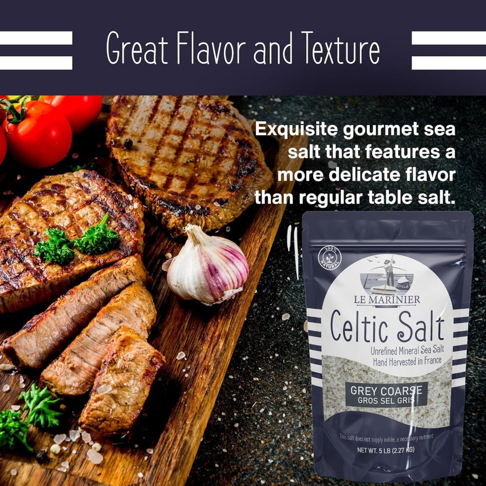 Le Marinier Celtic Salt Grey Coarse packaging conveys authentic hand-harvested quality
