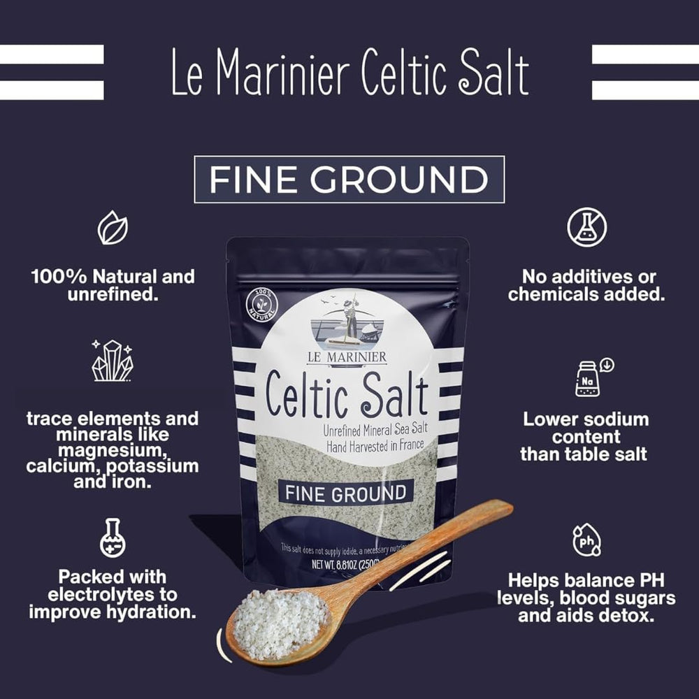 Le Marinier Celtic Salt mineral profile showcases magnesium, calcium, and more.