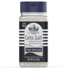 Le Marinier Celtic Salt refillable shaker 8oz for easy kitchen seasoning.