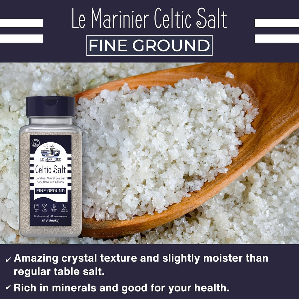 Refillable shaker in use for controlled, even seasoning.