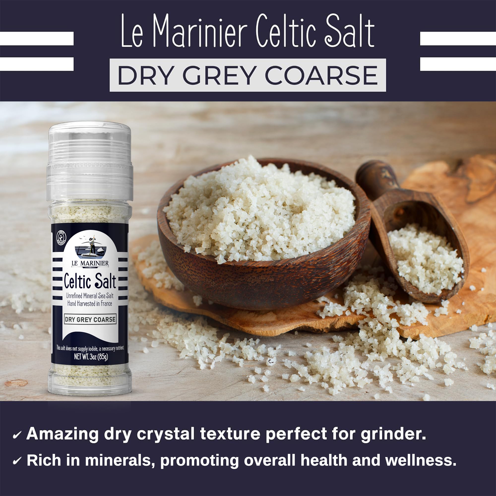 Le Marinier salt finishing a plated seafood dish with crunch