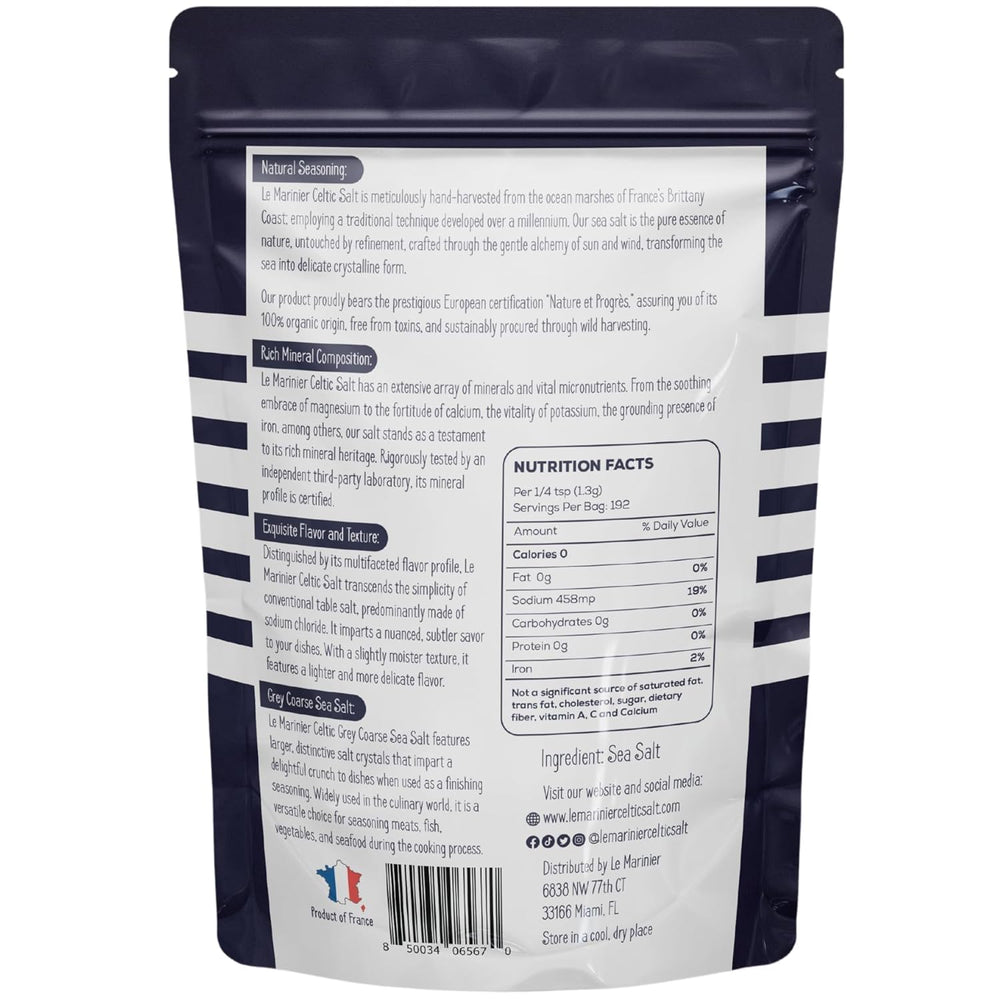 Le Marinier grey coarse salt crystals for crunchy texture on roasted vegetables.
