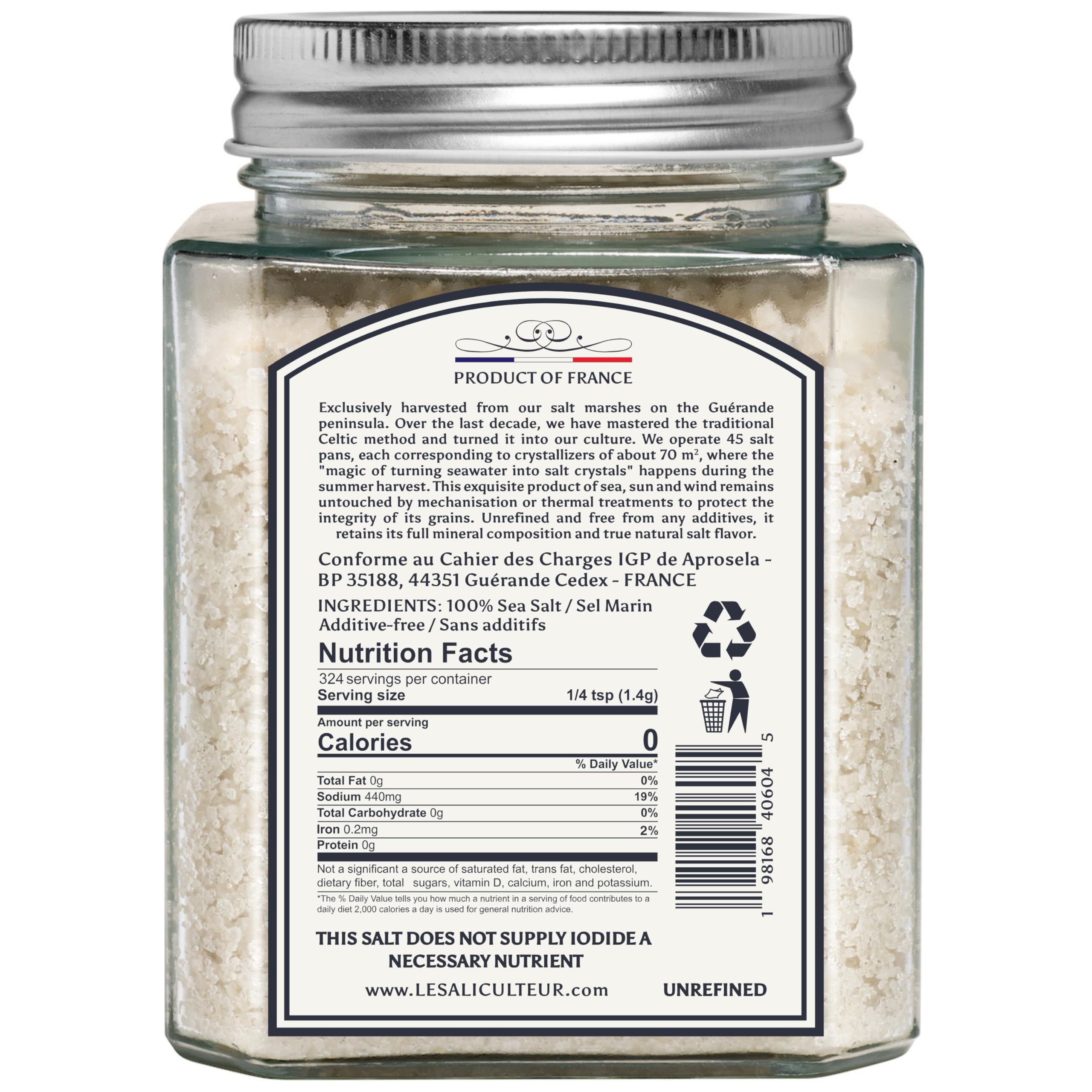 Le Saliculteur de Guerande Celtic harvest crystals reveal mineral-rich texture for rich flavor.
