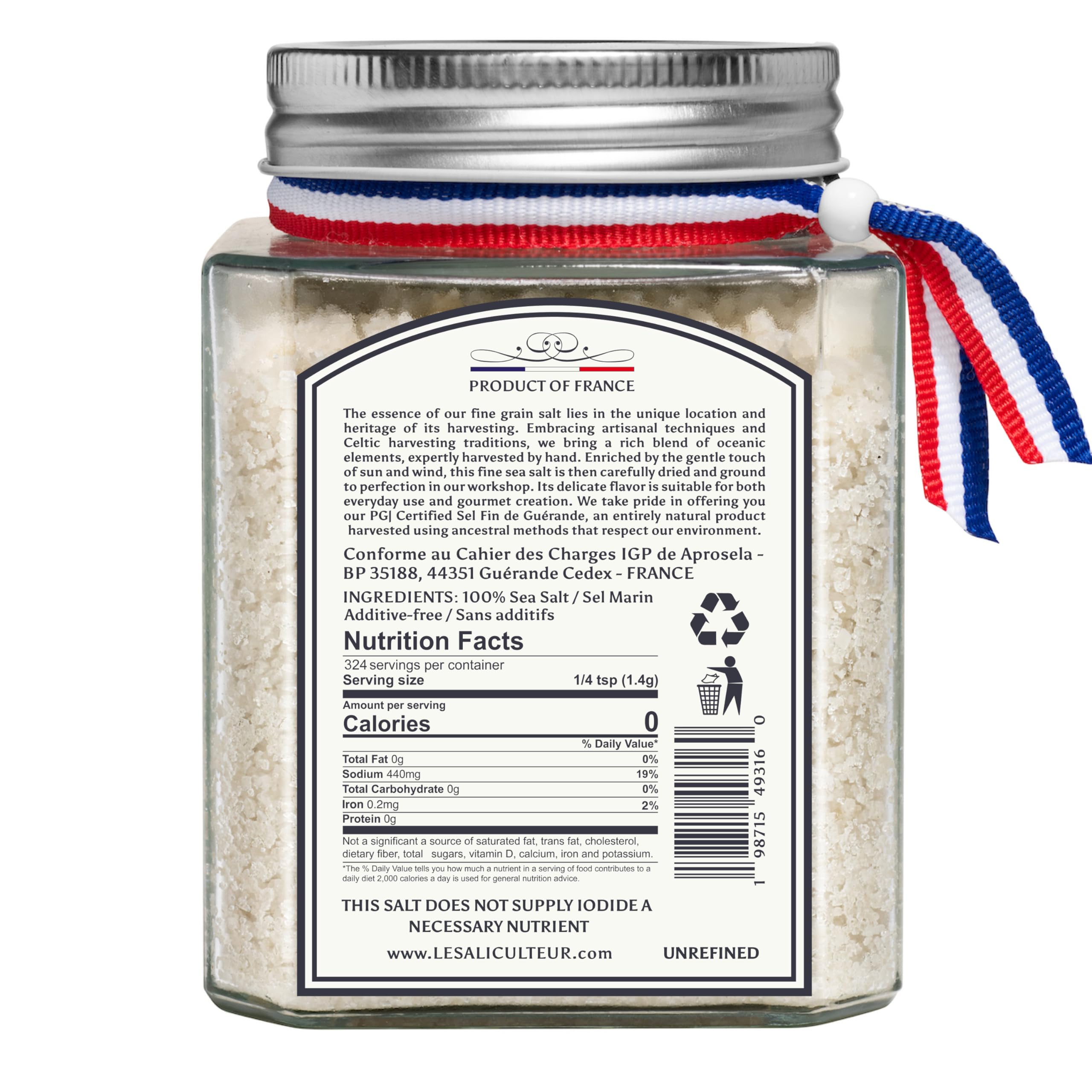 Grey sea salt crystal closeup showing mineral texture ideal for finishing dishes.