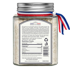 Grey sea salt crystal closeup showing mineral texture ideal for finishing dishes.
