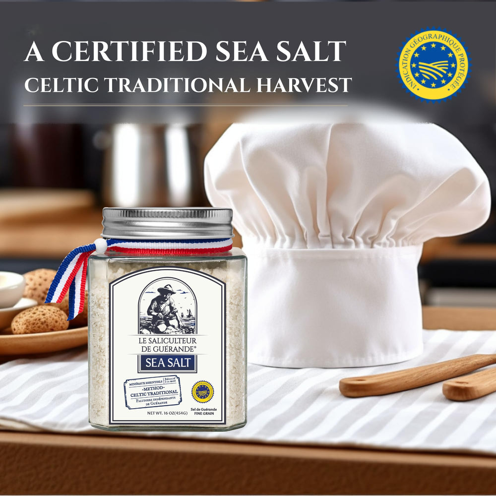 Le Saliculteur de Guerande PGI certification sticker on packaging.